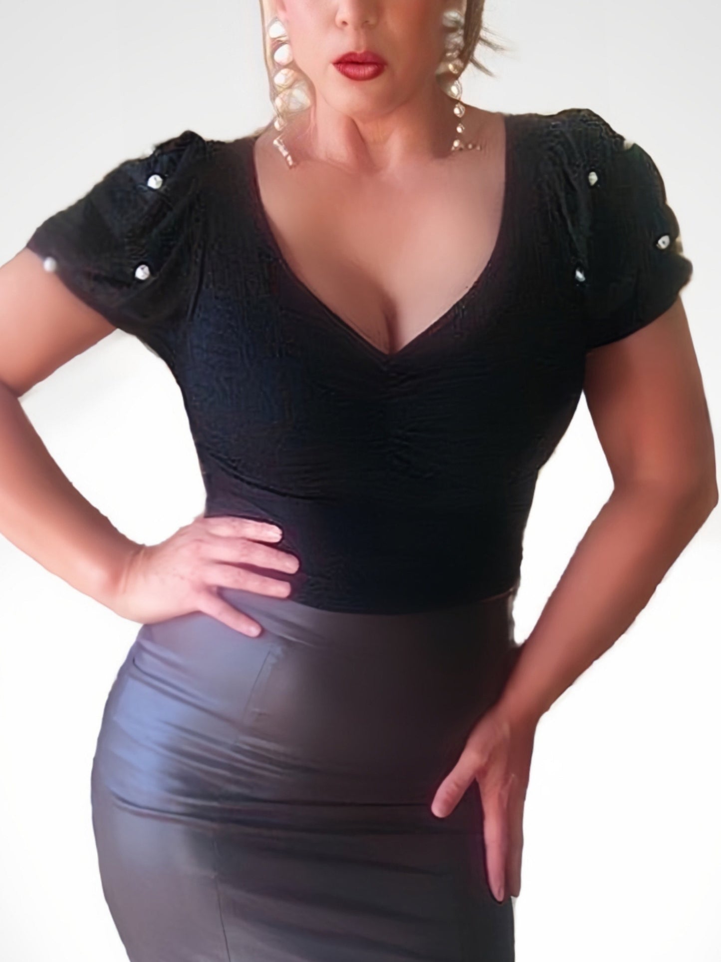 BELLE - The Pearl Puff Sleeve Cropped Top