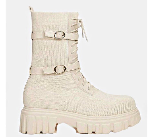 Hot to Trot Combat Boot - Beige