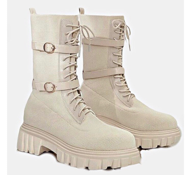 Hot to Trot Combat Boot - Beige
