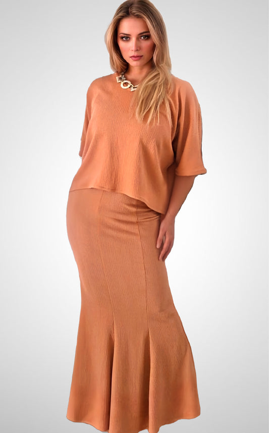 ADORA Classic Mermaid Skirt with Matching Top - Dark Peach